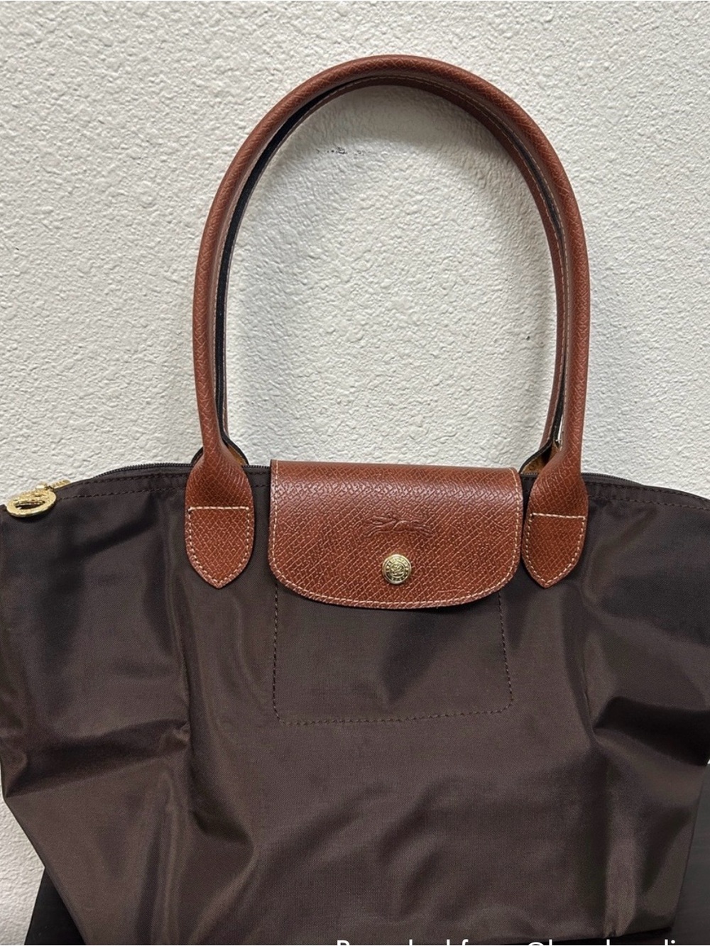 Longchamp Brown Nylon Tote with Tan Leather Trim - Picture 5 of 5